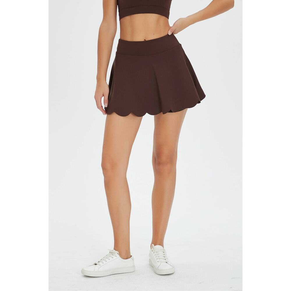 Moon Studio Tiara Scallop High Waist skort Brown